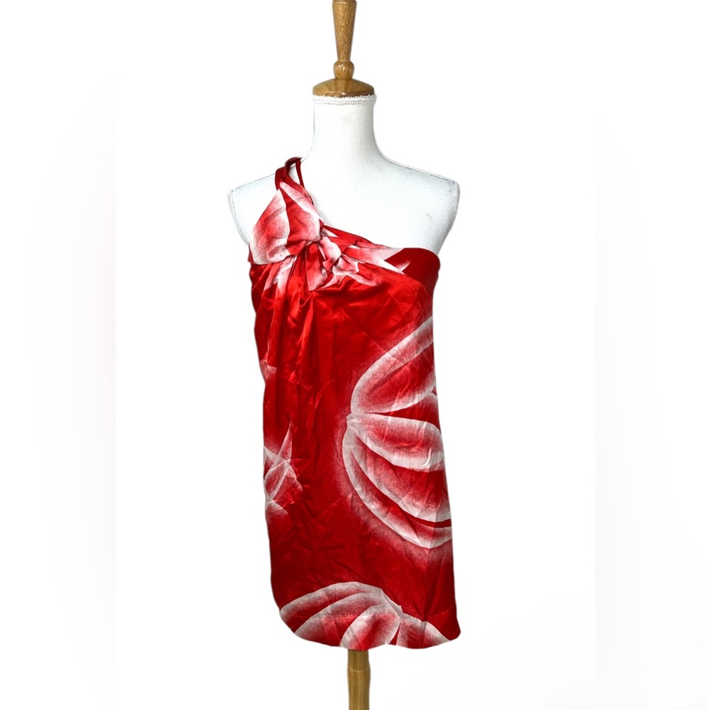 BCBG MAXAZRIA DRESS WOMENS SIZE SMALL POPPY COMB WOVEN SILK MINI